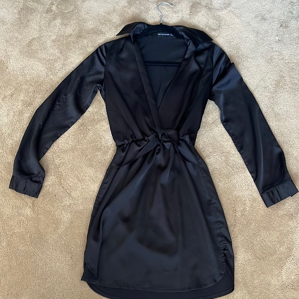 Pretty little thing black silk dress
